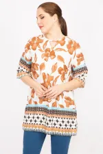 Kadın Fujya Büyük Beden Dokuma Viskon Kumaş Su Desenli Tunik