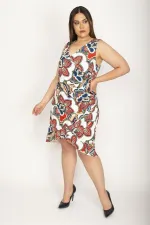 Kadın Renkli Anvelop Yakalı Bel Detaylı Volanlı Elbise 26A26566