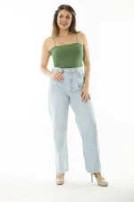 Kadın Büyük Beden Mavi 5 Cepli Kot Pantolon 65N36999