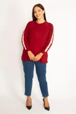 Kadın Bordo Dantel Detaylı Bluz 65N34646