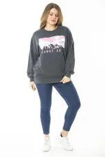Women's Plus Size Smoke Digital Printed Sweatshirt 65N37159