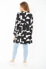 Kadın Büyük Beden Siyah Önü A Pileli V Yakalı Uzun Kollu Tunik 65N37437