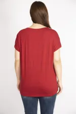 Kadın Renkli Büyük Beden Önü Kazayağı Desenli Bluz