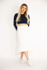 Women's Bone Waist Wide Elastic and Cup Detailed Embossed Fabric Skirt 26A35164