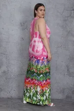 Kadın Renkli Anvelop Yakalı Askılı Elbise 65N26814