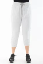 Kadın Büyük Beden Gri Kuşgözü Bağcıklı Eşofman Alt 65N37317