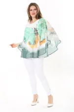 Kadın Büyük Beden Yeşil İçi Viskon Atletli Şifon Tunik 65N37912