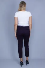 Kadın Bordo Arka Süs Flota Ve Yan Cepli Kemer Aksesuarlı Kumaş Pantolon 65N24040