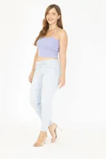 Kadın Büyük Beden Mavi 5 Cepli Kot Pantolon 65N36977