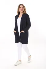 Kadın Büyük Beden Lacivert Ön Cepli Hırka 65N37600