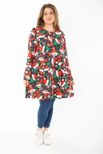 Kadın Büyük Beden Renkli Desenli Tunik Elbise 65N37413
