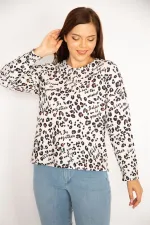 Kadın Renkli Bisiklet Yakalı Desenli Bluz 65N34923