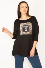 KADIN SİYAH ÖN DETAYLI KAPRİ KOLLU BLUZ