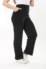 Kadın Büyük Beden Füme Ütü İzi Çima Dikişli Likralı Yan Cepli Pantolon 65N37564