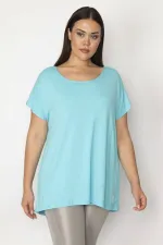 KADIN MAVİ İÇİ ÇİZGİLİ ATLETLİ DÜŞÜK KOLLU BLUZ