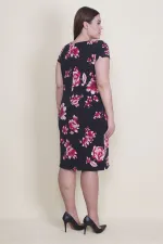 Kadın Siyah Çiçek Desenli Astarlı Elbise 65N22415