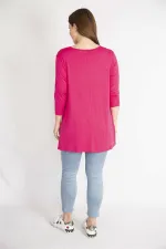 Kadın Fujya Büyük Beden V Yakalı Kapri Kol Tunik