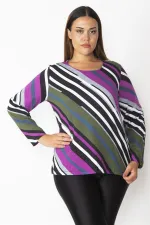 Kadın Renkli Pamuklu Kumaş Renk Kombinli Bluz 65N28380