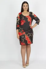 WOMEN'S BLACK OFF-SHOULDER FLORAL PATTERNED DRESS
