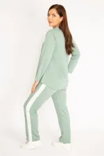 Kadın Camel V Yakallı Bluz Pantolon Takım 65N34658