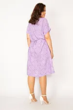 Kadın Bebe Mavisi Dokuma Viskon Kumaş Ön Pat Düğmeli Beli Kuşaklı Elbise 65N33614