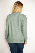 Kadın Yeşil Yakası Kuşgözü Bağcıklı Omuzları Ve Önü Taş Detaylı Tunik 65N34821