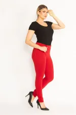 Kadın Kahve Ön Süs Ve Arka Cepli Tayt  65N34534