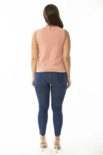 Kadın Büyük Beden Somon Ön Dantelli İçi Viskon Bluz 65N36941