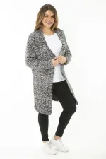 Kadın Büyük Beden Renkli Kalın Triko Hırka 65N37176