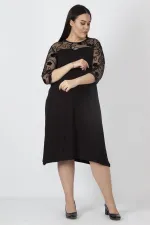 Kadın Siyah Dantel Detaylı Elbise 65N16218
