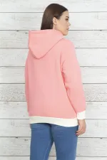 Women's Pink Hooded Sweatshirt with Raised Inside 65N20470