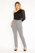 Kadın Gri 5 Cepli Likralı Kot Pantolon 65N35151