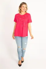 Kadın Fujya Taş Detaylı Bluz 65N34525