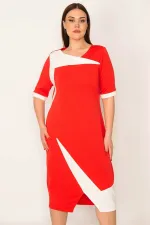 KADIN RENK KOMBİNLİ ELBİSE