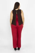 Kadın Bordo Şifon Ve Boncuk Detaylı Tulum 26N12683