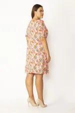 Robe colorée grande taille pour femme, froncée à la poitrine et poignets élastiqués 65N39054