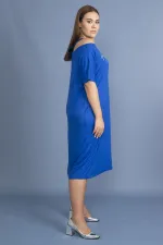 Kadın Haki Sim Detaylı Ön Baskılı Viskon Elbise 65N27473