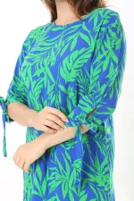 Kadın Büyük Beden Siyah Dokuma Viskon Kumaş Kol Bağcıklı Elbise 65N37865