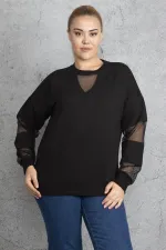 Women's Khaki Mesh Detailed Sweatshirt 65N18844