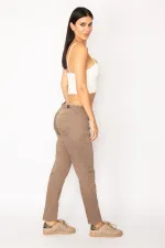 PANTALON FEMME EN LYCRA À 5 POCHES EN VISON