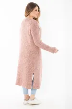 Kadın Büyük Beden Renkli Yırtmaçlı Kalın Triko Uzun Hırka 65N37306