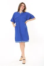 Kadın Büyük Beden Nar Ön Fermuarlı Ribana Detaylı Aerobin Kumaş Elbise 65N37880