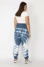 Kadın Gri İçi Şardonlu 3 İplik Kumaş Bel Ve Paça Lastikli Batik Desenli Pantolon 65N29150