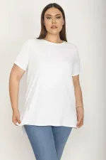 Kadın Beyaz Yan Yıtmaçlı Arkası Uzun Bluz 65N26383