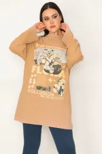 SWEAT-SHIRT IMPRIMÉ BEIGE POUR FEMME