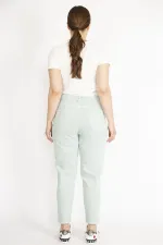 Kadın Su Yeşili Büyük Beden 5 Cepli Kot Pantolon