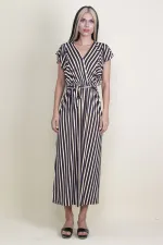 Kadın Siyah Volan Kollu Anvelop Elbise