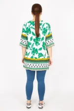 Kadın Fujya Büyük Beden Dokuma Viskon Kumaş Su Desenli Tunik