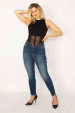 Kadın Lacivert Likralı 5 Cep Kot Pantolon 65N34247