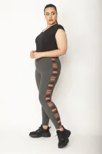 Kadın Gri Yan Detaylı Spor Tayt  65N26996